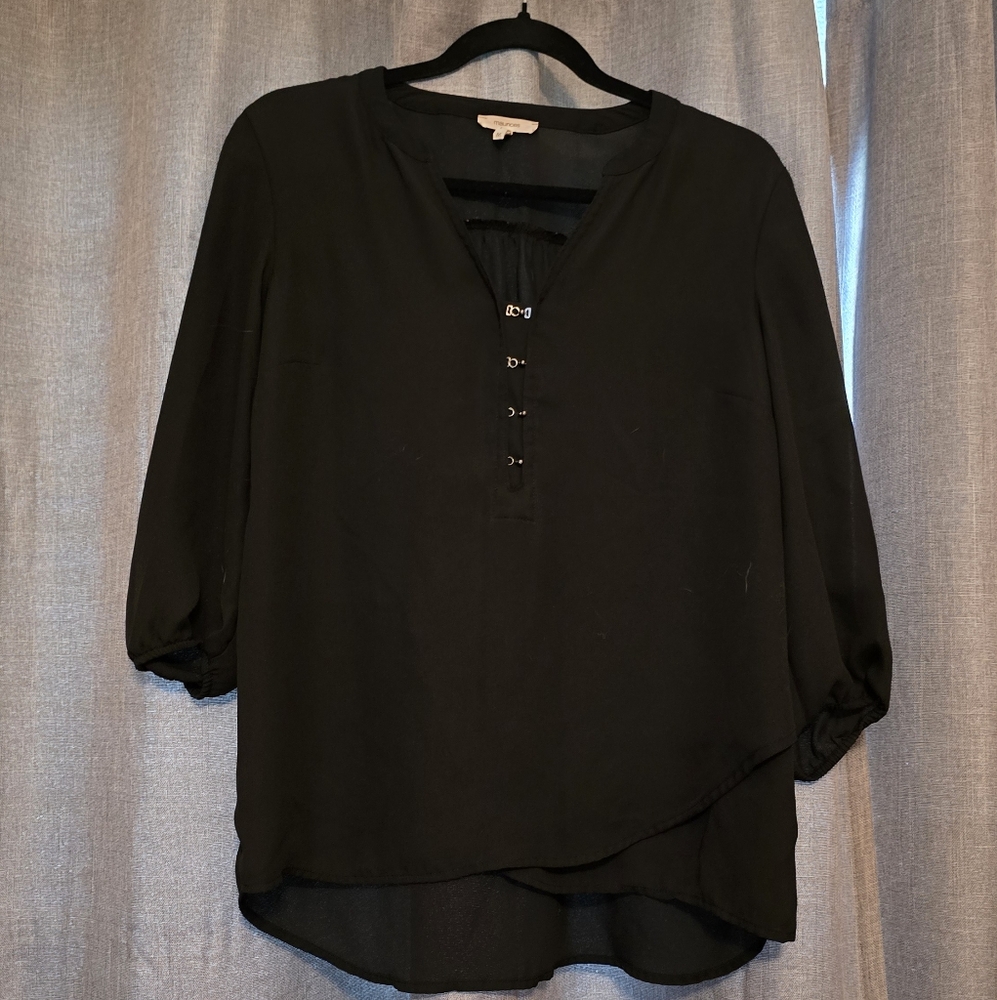 Maurices Elegant Black Blouse with Hook Detail